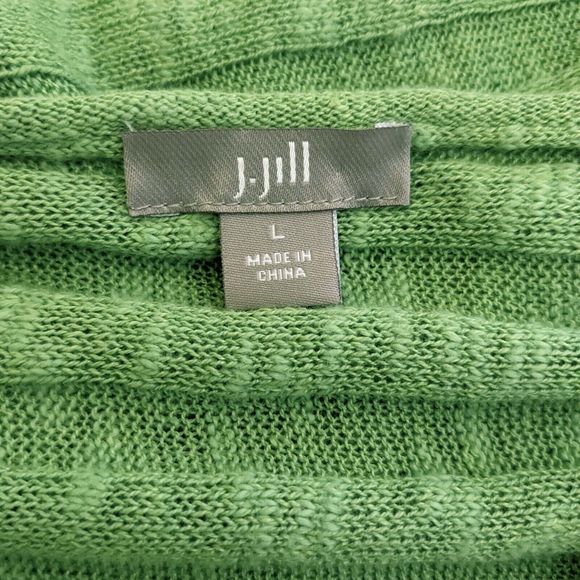 J Jill Womens LG Apple Green Linen Cotton V-neck Pullover Tunic Sweater - Picture 5 of 7